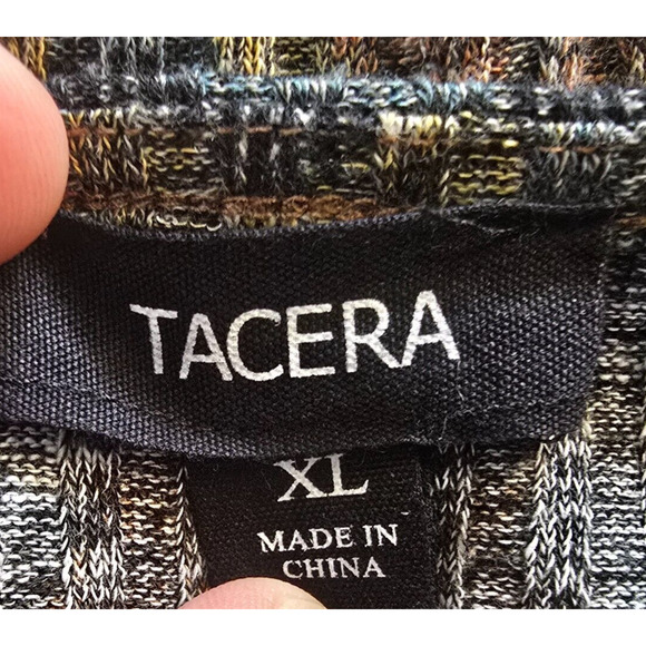 Tacera Knit Dress Women's XL Multi-Color Long Sleeve Round Neck Chevron Pattern - Picture 2 of 12